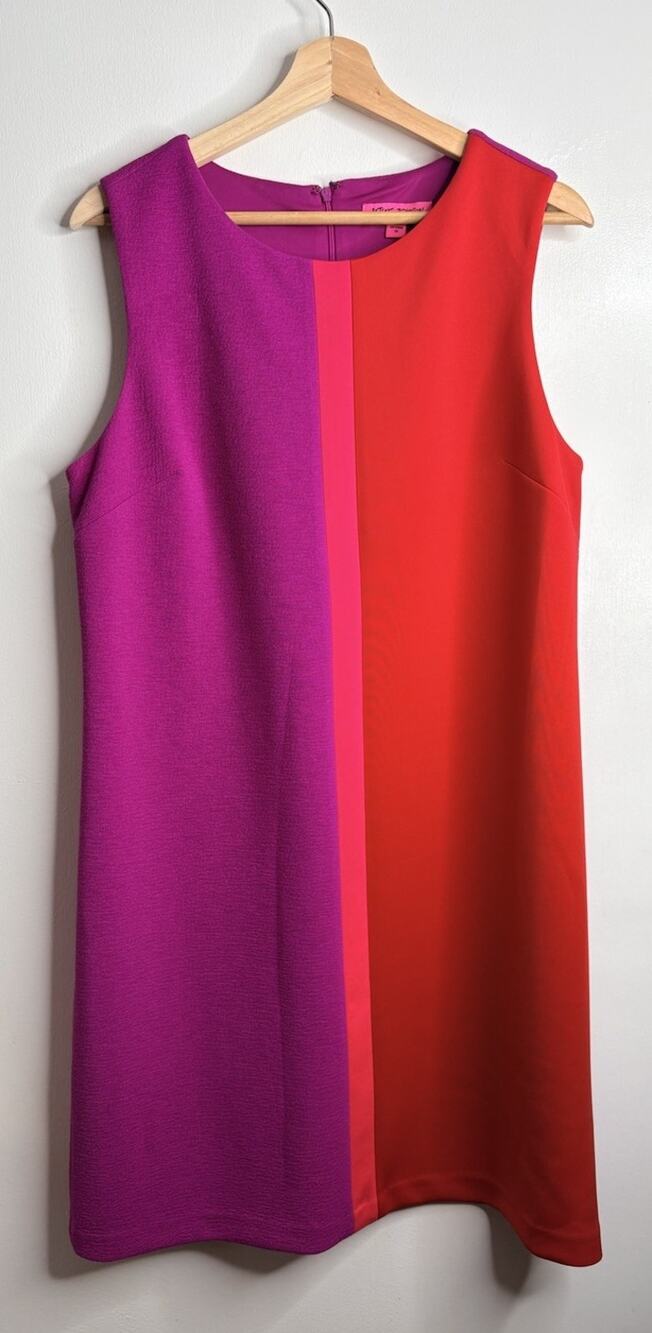 Betsy Johnson Colorblock Sheath Dress Womens Purple Red Sleeveless Lined Size 12